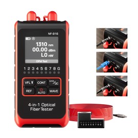 Mini Optical Power Meter Fiber Optic Cable Tester Portable 4in1 Optical Fiber Light Power Meter Built-in 10mW Visual Fault Locator (OPM&VFL)& Network Cable Test FC/SC/ST Universal Interface USB Charge