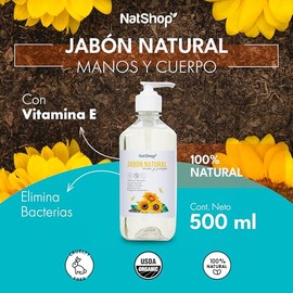 NATSHOP | Jabón para Manos y Corporal con Vitamina E 100% Natural – Suavidad sin Fragancias | Ideal para Piel Sensible - Jabón de Baño y Cuidado de la Piel - Skin Care 100g | Completa tu Kit de Viaje