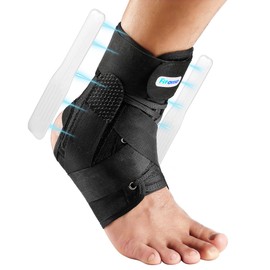 Fitomo Ankle Support for Sprained Ankle, Ligament damage, Weak Ankle, Ankle Brace for Men and Women with Removable Stabilizers for Injury Prevention and Recovery, Suitable for Wearing in Shoes