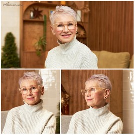 AMOMOMA Trendy Stylish Reading Glasses for Women,Retro Square Cateye Blue Light Computer Frame Reader AM6120 C2 3.0X