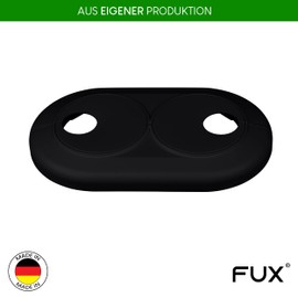 Double Heating Pipe Rosette, Pipe Spacing Variable, Colours and Sizes, Pipe Cover, Trim, Radiator Rosettes, Heating Pipe Covers (16 mm, Jet Black RAL 9005)