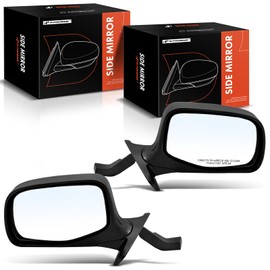 A-Premium Pair (2) Driver and Passenger Side Manual Door Mirror - Compatible with Ford F-150/F-250/F-350 1992-1997, Bronco 1992-1996 - Non-Heated Manual Folding Chrome Outside Rear View Mirror