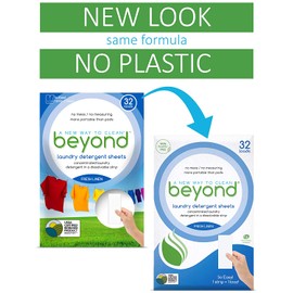 Beyond 100% Plastic Free Concentrated Laundry Detergent Sheets (Laundry Detergent Strips) Fresh Linen Scent (Pack of 32)