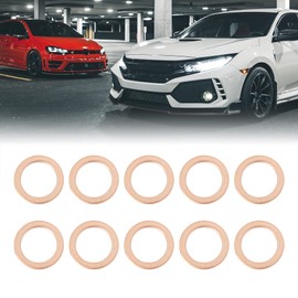 X AUTOHAUX 10pcs M14 Copper Tone Oil Drain Plug Gaskets Replacement for Benz 007603-014106