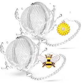 Infusores de té de acero inoxidable, juego de 2 coladores de té TeaSanavie con dijes de abeja y flores para té de hojas sueltas