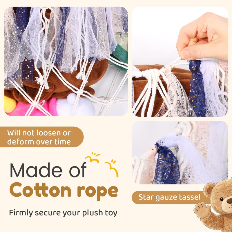 Teddy Hammock for Stuffed Animals, Flat Wall Hanging Cotton Toy