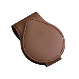 BOJIDO サングラスホルダー 車 サングラス クリップ 眼鏡ホルダー レザー素材 車用メガネクリップ 眼鏡を守ります 車用収納 マグネット 取り付け簡単 サンバイザー取り付 カー用品 ブラウン 1個