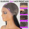 Eawwii Black 13×4 Lace Front Glueless Wigs for Women， Synthetic