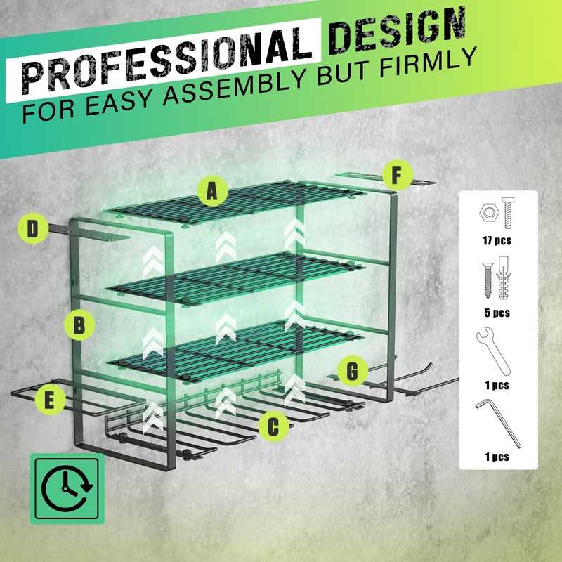 SUNALLY Power Tool Organizer, 4 Drill Holder Wall Mount, Garage