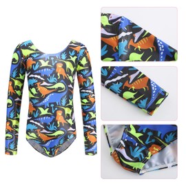 Happy Cherry Gymnastic Leotard for Girls One Piece Long Sleeve Dance Clothing Elastic Bodysuit Unitard Black 6T