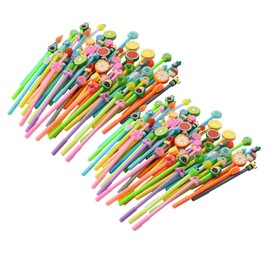 YYaaloa 128pcs Cute Cartoon Novelty Black Gel Ink Pens 32 Styles Fruits Writing Pens 0.5 mm Black Ink Assorted Styles Fun Kawaii Pens Bulk for Kids Office School Supplies (128 Piece Assortment, Black)