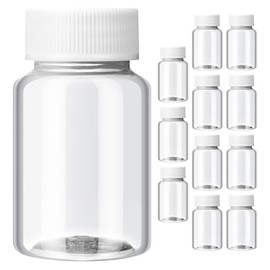 Homoyoyo 12 Frascos de Plástico Vacíos Transparentes de 50 Ml con Tapa Hermética Frascos Rellenables para Medicamentos Líquidos y Lociones Envases Compactos para Viaje y Almacenamiento