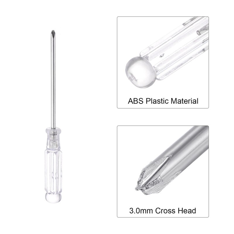 sourcing map Mini Phillips Screwdriver, 3.0mm Cross Head with Clear