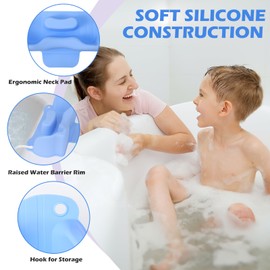 Jhua Portable Hair Washing Station for Kids Sink Bathtub Hair Washing Basin, Silicone Tear-Free Shampoo Bowl Wash Basin with Rinser Cup, Scalp Massager, Neck Support for Children Kids Teens Seniors