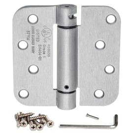 Dynasty Hardware Door Hinges, 4-Inch Spring Loaded Self Closing Hinges with 5/8" Radius Corners, Heavy Duty for Interior or Exterior Doors, Quiet Auto Close Action, 2-Pack, Satin Nickel Finish