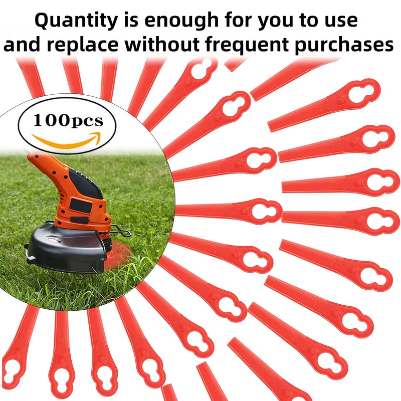 Powmag 100 Pieces Grass Trimmer Blade Plastic Replacement Blades, Grass