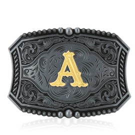JMM Upgrade Western Belt Buckle Initial Letters ABCDEFG to Y-Cowboy Rodeo Small Belt for Men and Women
