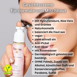 Rosense Duo Set for Normal/Combination Skin: Moisturising Face Cream 50 ml with Hyaluronic Acid, Eye Serum 15 ml - Vegan, Paraben-Free, Dermatologically Tested