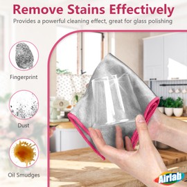Airlab 6X Double-Sided Glass Cloth, Window Cleaning Cloths Streak Free, Thickened Magic Cleaning Cloth for Home All Purpose, Lint Free Polishing Cloth for Mirrors, Stainless Steel and Glass Cabinets