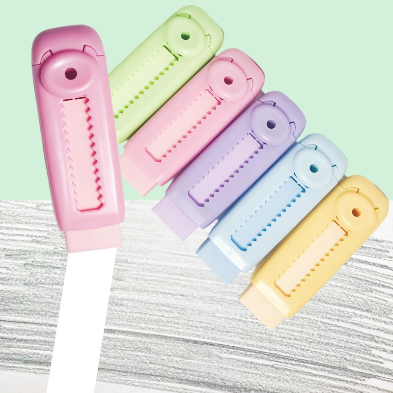 Joylio Retractable Erasers Set of 5 Pack Pastel Colours, Clean