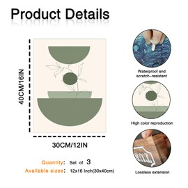 Framed Art Wall Decor - Matisse Canvas Wall Art Eco-Friendly, Moisture-Resistant 3-Piece Canvas Wall Art Set ， 12x16 Inches, Easy to Hang, Waterproof & Scratch-Resistant for Bedrooms, Living Rooms, and More（FRAMED) (Boho-1)