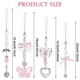 Lusofie 4 Pcs Y2k Phone Charm Pink Phone Charm Y2k Keychain Backpack Charms Phones Strap Charms for Bag Purse Backpack Camera Decor