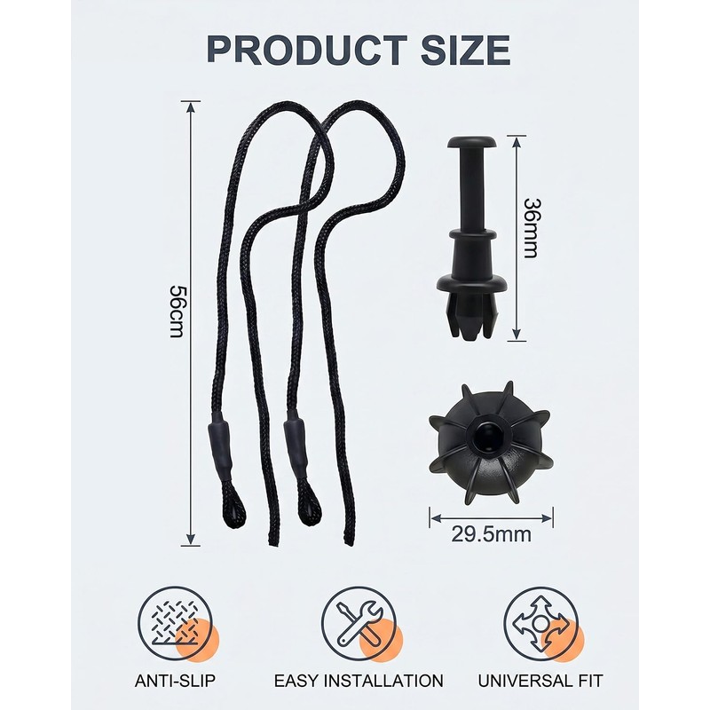 RAMGLYO Car Boot Retaining Strap 2 Pieces + 2 Clips,