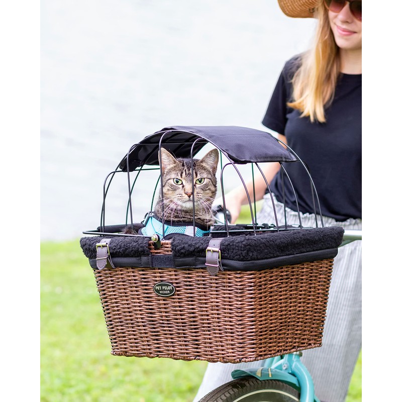 Travelin K9 Pet-Pilot MAX Wicker Bike Basket for Dogs/Cats -