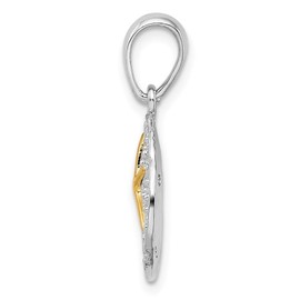 Auriga Fine Jewelry 925 Sterling Silver Textured Sand Dollar with 14k Two-Tone Starfish Pendant, (L-24.61mm, W-14.37mm)