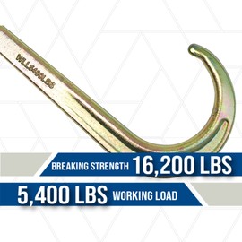 Boxer Pro Tow Hook - 2 Pack 15” Axle J Hook G70 with Delta Ring End - 5400 Working Load Limit - Towing, Tow Trucks, Wrecker Truck