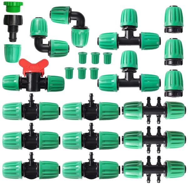 Tesmotor Garten Bewässerung System Schlauch Fitting Set, Garten Bewässerung Connector,