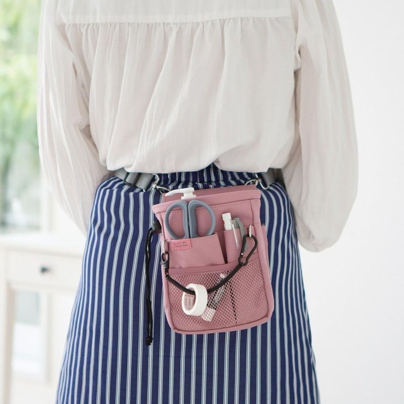 Kutsuwa BE024BL Apron Bag, Stationery Apron Bag, Drawstring Bag, Blue,