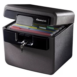 SentrySafe Black Fireproof and Waterproof Safe, File Folder and Document Box ...