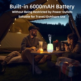 SPLITSKY 150ML Cordless Essential Oil Diffuser, Built-in 6000mAH Rechargeable Battery, 6 Hours Run Time, 7 Colors LED Light, Portable Aromatherapy Diffuser for Home, Outdoor, Travel (White)