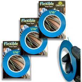 LiME LiNE Flexible Vinyl Fine Line Masking Tape for Automotive Custom Paint, No Residue Fineline Blue 1/4",1/8", 1/16" (G. 1/16" - Pack of 3)