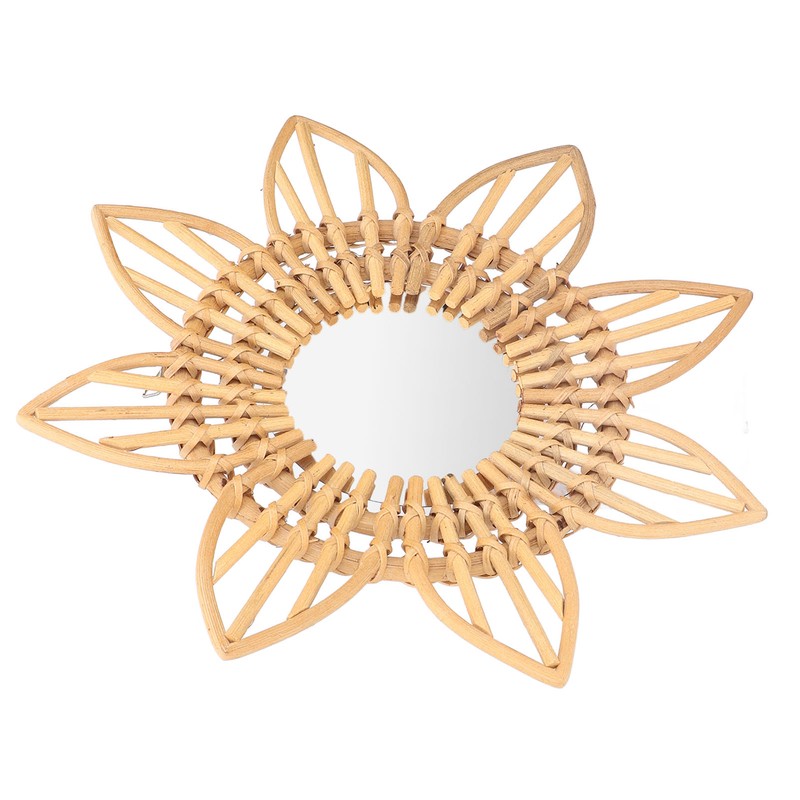 Rattan Innovative Art Decoration Makeup Mirror Retro Dressing Bathroom Wall