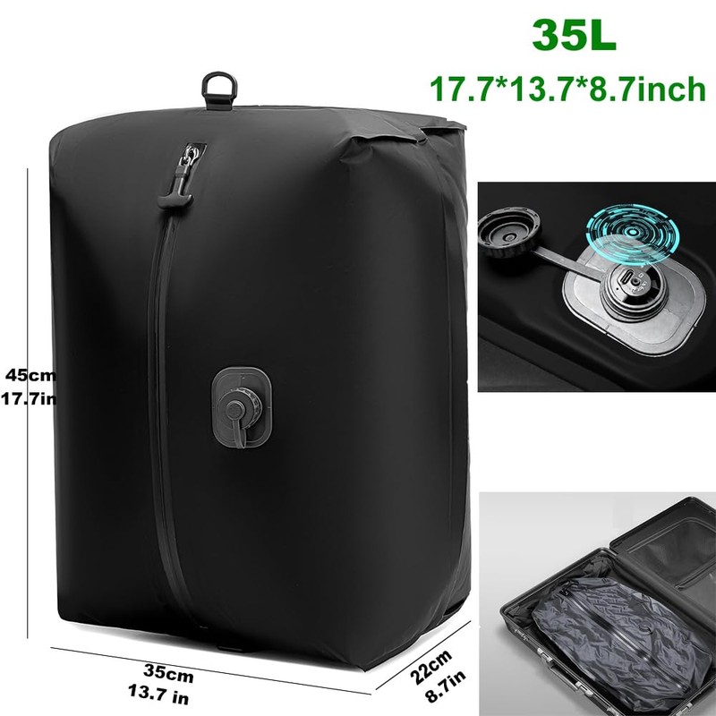 Automatic Vacuum Bag for Travel Luggage with Pump, Reusable Space