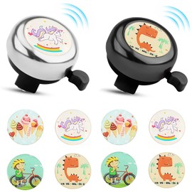 Pack of 2 Bicycle Bell, Bicycle Bell, Children's Bicycle Bell with 8 Interchangeable Stickers, Innovative Bicycle Bell, Bicycle Horn Bell, Sound is Clear and Loud, for All Bicycles (A)
