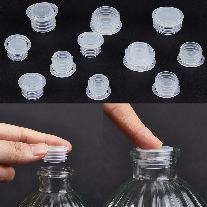 GORGECRAFT 50PCS 5 Sizes Clear Plastic Stopper with Pull Tab