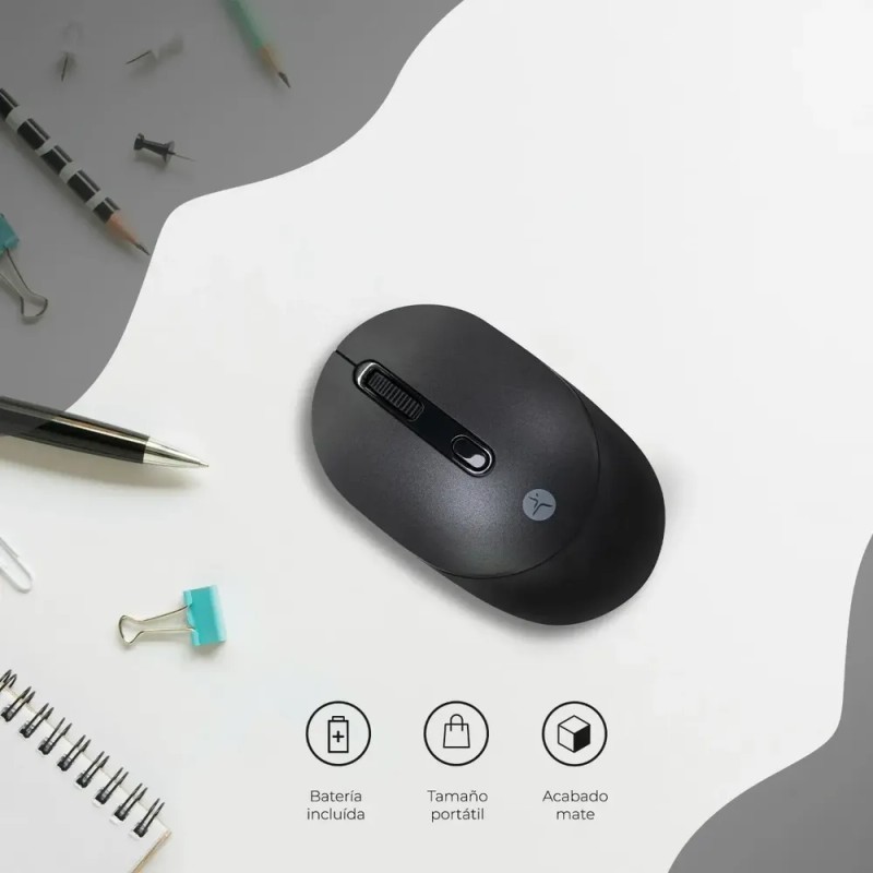Mouse Techzone Inalámbrico Click Silencioso 1600 Dpi Negro Negro