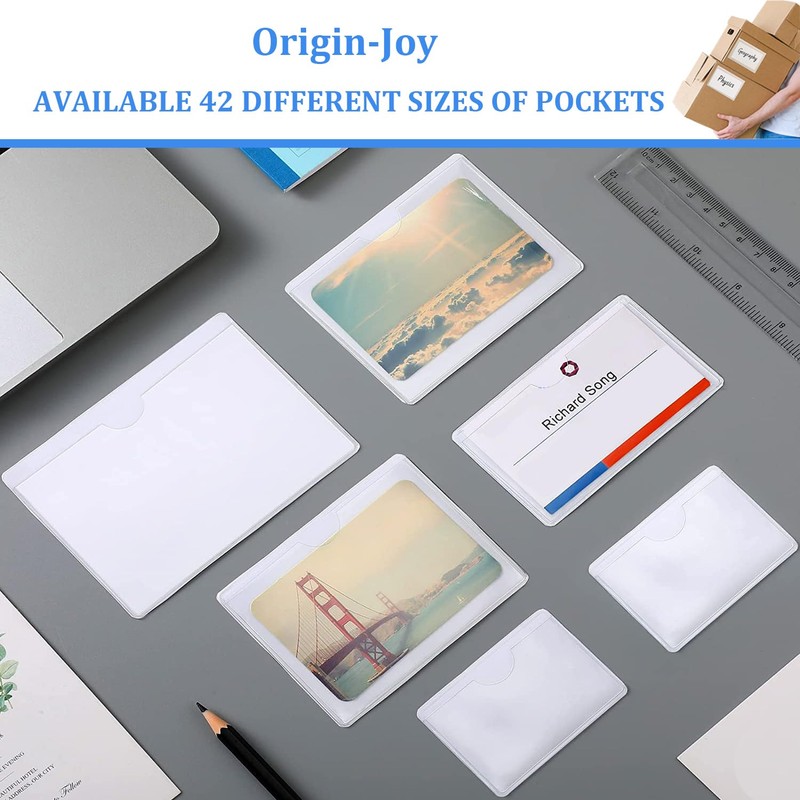 Origin-Joy 35 PCS Self Adhesive Index Card Pockets with Top