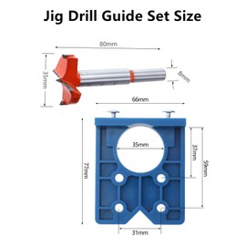 35mm Hinge Template Set Forstner Drill Bit Concealed Hinge Drill Guide Tool for Cabinet Hinges and Mounting Plates for Carpentry