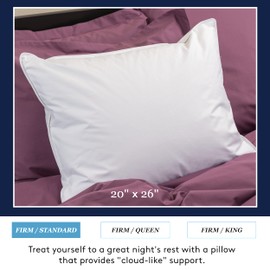 AmeriDown Premier Firm Down and Feather Pillow, Ideal Support for Side Sleepers, Standard Size, White