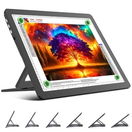 TOHETO Rechargeable A3 Light Board with Stand, Super Bright Magnetic Light Pad with Side Buttons, Wireless Light Box for Tracing and Drawing, Cordless LED Light Table for Diamond Painting, Sketching