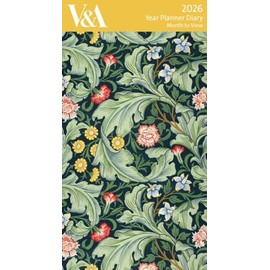 Museums & Galleries 2026 Slimline Year Planner 2026 Month To View Diary - V&A Museum - Leicester Wallpaper Design