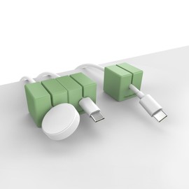 Function101 Magentic Cable Blocks (New Version) Extra Weighted & Movable Cord Holder/Cable Organizer - Flexible Silicone Blocks for Desk, Home, Office, Nightstand (Green, 3 Pack)