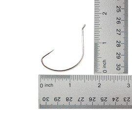 Fish WOW!® Qty 100 Size 6/0 Fishing 2X Strong Kahle Hook Nickel Wide Gap Turned-up Ball Eye Single Style Made of Hi-Carbon Steel