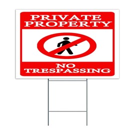 Autravelco No Trespassing Yard Signs with Stakes 12x18 Inch Business Driveway Alert Custom Lawn Sign for Clinics Political Party Decorations Props
