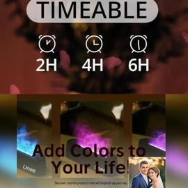 Unee Rainbow Mist Humidifier - Dreamy 360° LED Lights, Aromatherapy Diffusion, Remote Control Diffuser, and auto Shut-Off in a Romantic 200ml Design. an Ambient Gift for Lovers and Friends.(White)