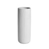 White Ceramic Vase - Modern Design Vase, Ribbed Vase for